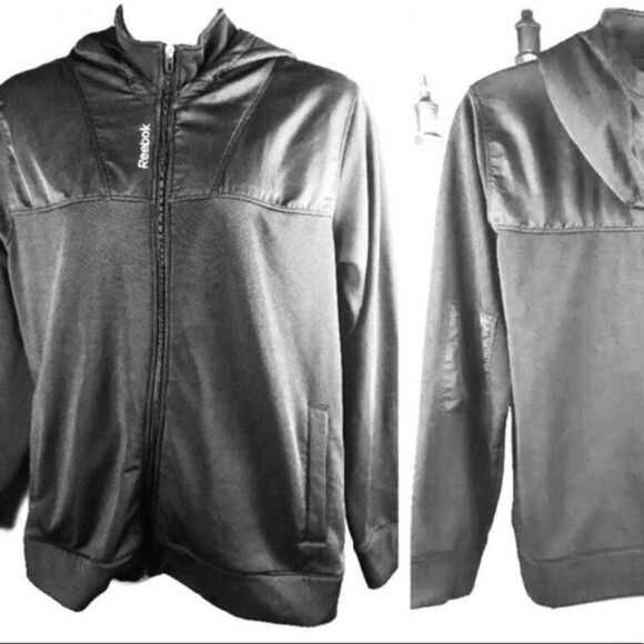 Reebok Jacket Black Hood Insulated Fleece size L Y - Picture 14 of 14